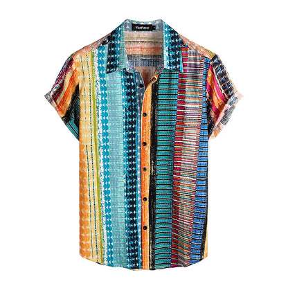 Summer Men's Casual Hawaiian Floral 3D Full-Print Button Shirt Short Sleeve - Tropical Beach Men's Quick-Drying Breathable Top