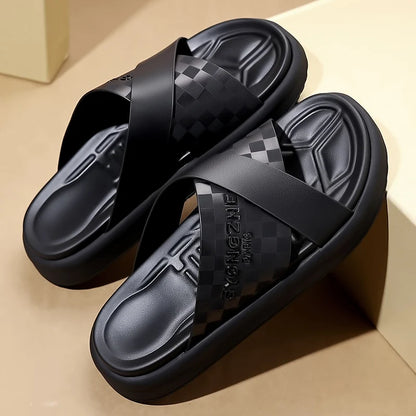 Street Style Men Slippers Outdoor Sandals Comfy Beach Flatws Soft Slides Summer Casual Shoes Quick Dry Male Half Drag Flip Flops