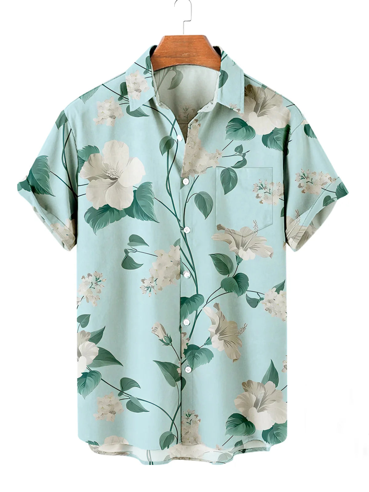 Summer Men's Flower Hawaiian Shirts Casual Vacation Short Sleeve Shirts Collar Button Up Shirt Fashion Steetwear for Mens