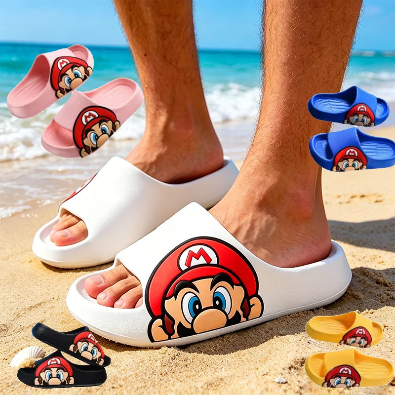 High Quality Unisex Anime Super Bros Slippers EVA Summer Non-Slip Home Bathroom Beach Soft Slippers Cartoon Breathable Sandals