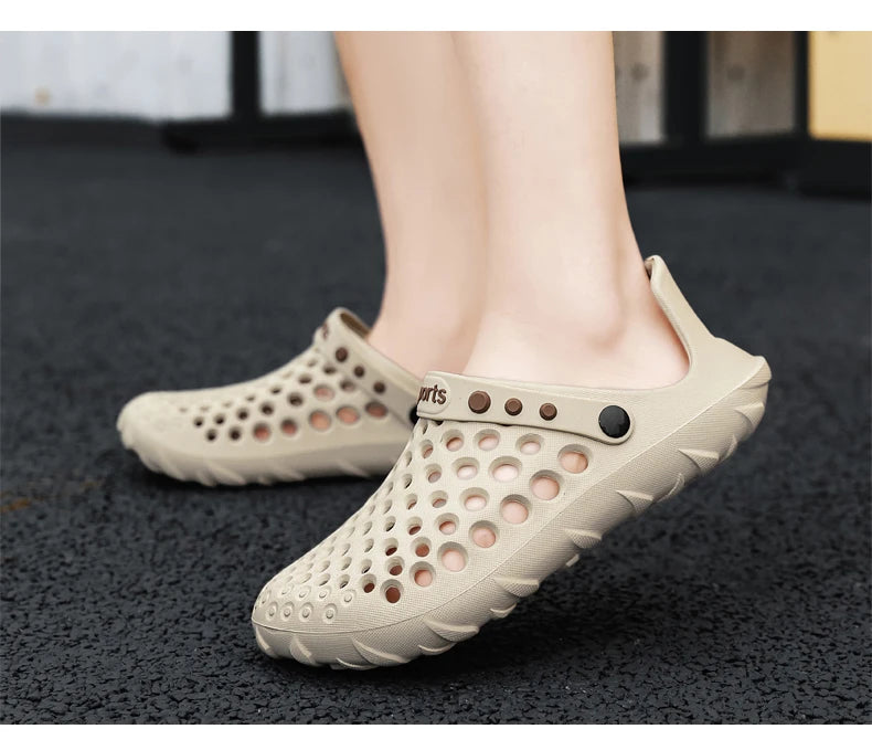Summer Shoes Men Clogs Eva Slippers Men Flat Sandals Breathable Hole Shoes Men Beach Home Leisure Slides Men Summer Shoes