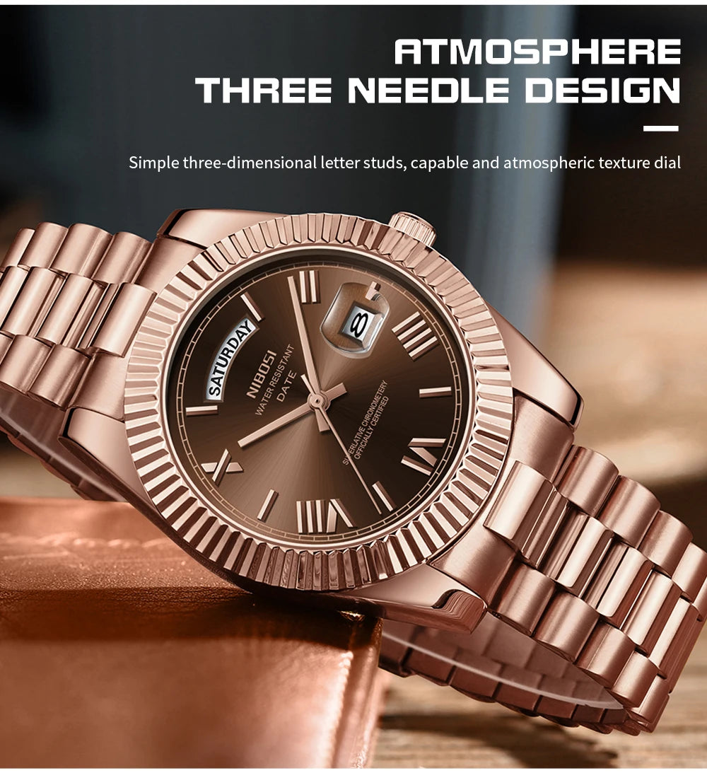NIBOSI Fashion Watch Men Day Date Miyota Quartz Men Watch Top Brand Luxury Wristwatch Waterproof Steel Male Clocks Reloj Hombre
