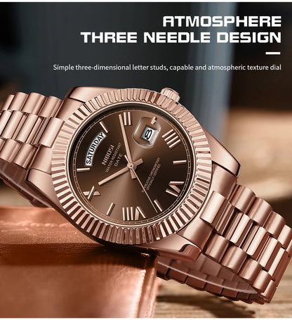 NIBOSI Fashion Watch Men Day Date Miyota Quartz Men Watch Top Brand Luxury Wristwatch Waterproof Steel Male Clocks Reloj Hombre
