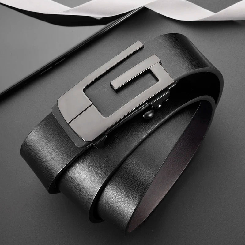 Fashionable and Simple Men's G-shaped Metal Automatic Buckle Belt High Quality Men's business Belt Suitable For Formal Occasions