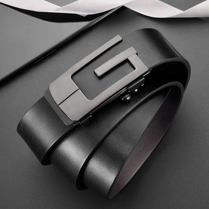 Fashionable and Simple Men's G-shaped Metal Automatic Buckle Belt High Quality Men's business Belt Suitable For Formal Occasions