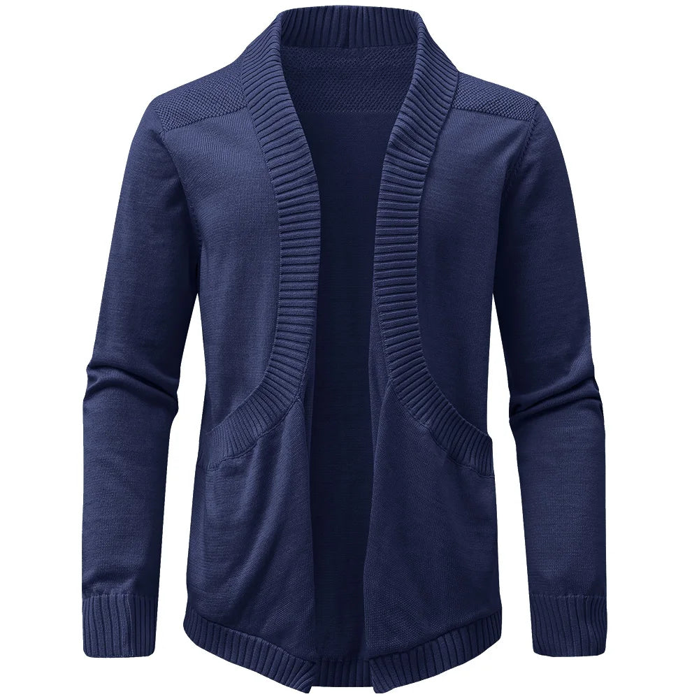 Men's Sweater Cardigan Spring Casual Classic V-neck Solid Color Cardigan Knit Soft Sweater Fashion Male Tops US Size
