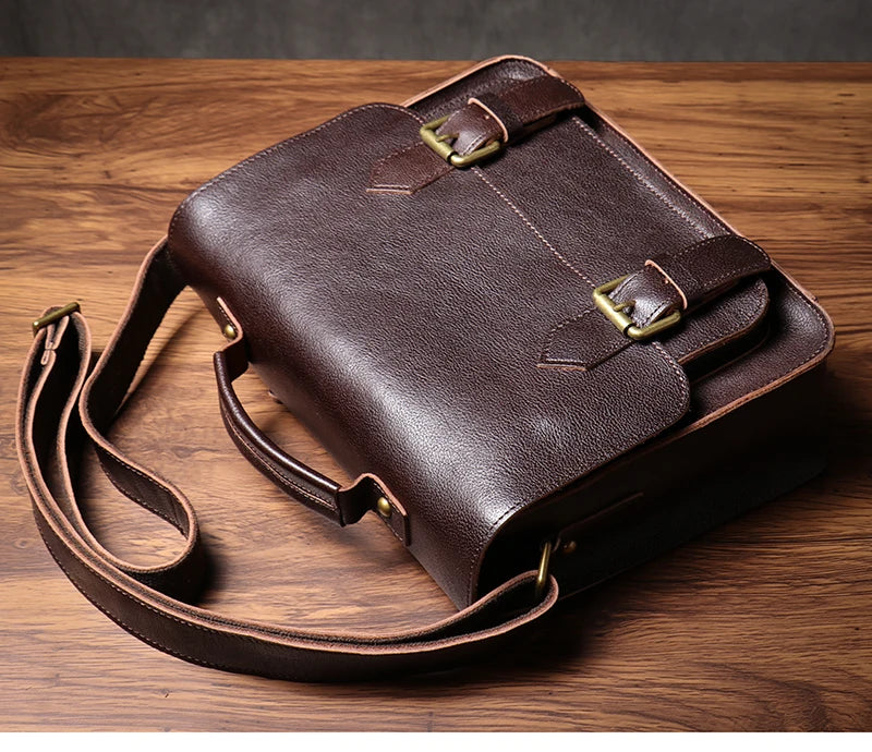 NUKA High Quality Top-Grain Cowhide Crossbody Bag Retro Unisex Messenger Bag Luxury Shoulder Bag Genuine Leather Cambridge Bags