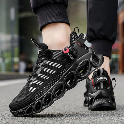 Men's Casual, Fashionable and Comfortable Shock-Absorbing Blade Shoes, Breathable Lace-Up Non-Slip Shoes, Suitable for Jogging, Daily Wear, Gym
