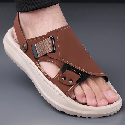 Men's Summer Outdoor Driving Sandals Comfortable Breathable Anti-slip Thick Bottom Two-Way Beach Slippers-WC20253