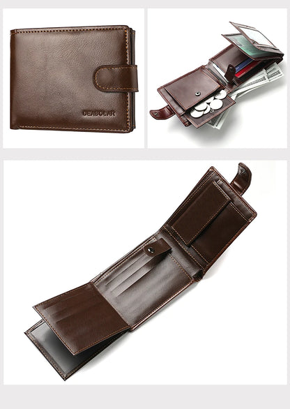 Men's Wallet Large Capacity Multi-Function Short Wallet Multi-slot Zipper Coin ID Credit Card Holder Men's Wallet
