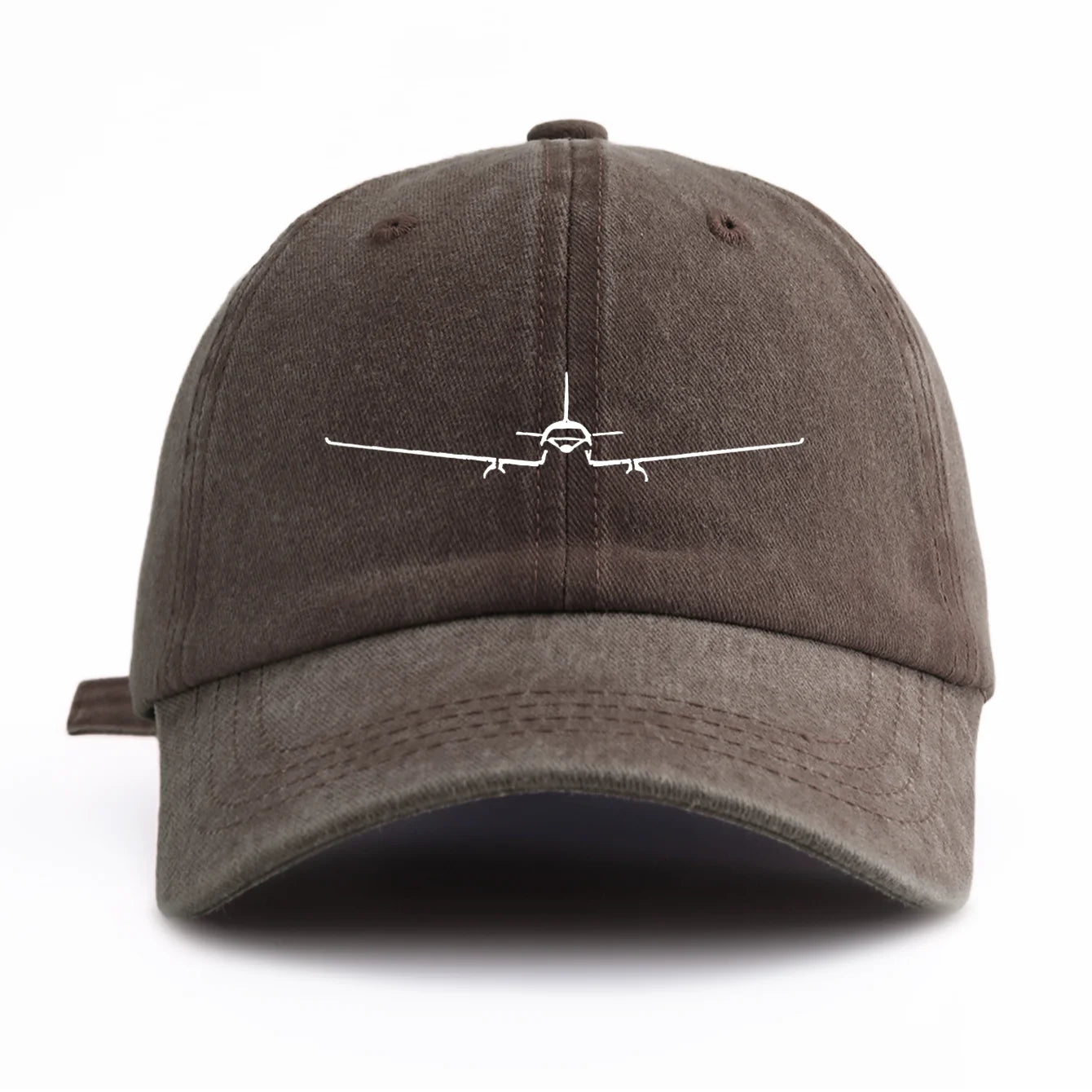 1pc Airplane Print Washed Baseball Cap for Adults,Minimalist Retro Style Casual Soft Adjustable Dad Hat,Perfect As Gift