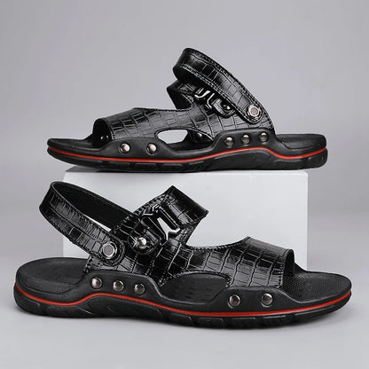 Simple Mens Sandals Casual Leather Solid Color Summer Outdoor Shoe Comfy Casual Open Toe Sandals Soft Beach Flat Designer Sandal