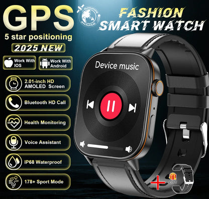 New For Android iOS Outdoor GPS SmartWatch Men 2.01" HD AMOLED Compass 420mAh 178+Sport Mode Waterproof Bracelet Smartwatch 2026