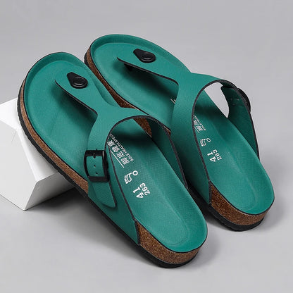 Brand Men Casual Flip Flops Slippers Men Outdoor Flats Slipprs Luxury Men Leather Summer Beach Vacation Casual Slippers Shoes