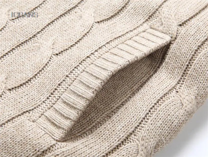 Men's Hooded Knit Winter Sweater Warm Fleece Liner Cardigan Black Khaki Knitwear Jacket Coat Clothing