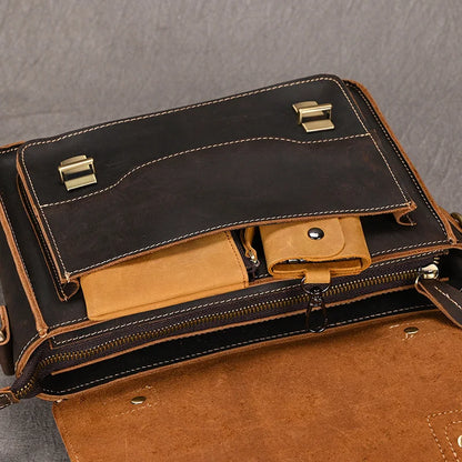 Luufan Crazy Horse Leather Men's Shoulder Bag Vintage Messenger Bags Men Male Small Travel Crossbody Bags Man Handbag Sling Bag