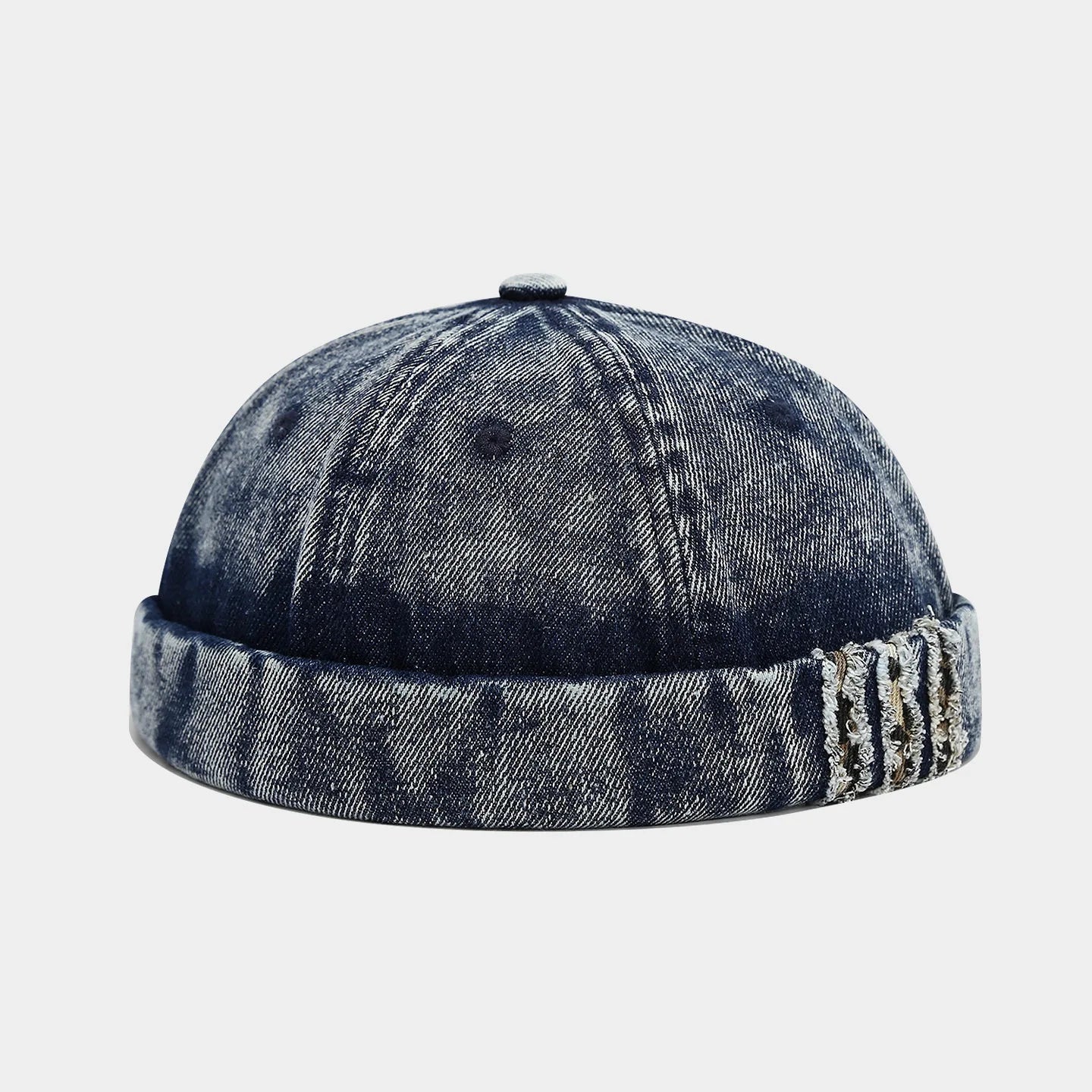 Retro Denim Docker Cap Splicing Style Brimless Caps Without Visor Leopard Beanie Hat Hats Adjustable Street Cool Vintage
