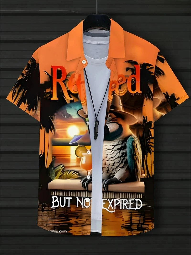 Floral Shirts Men's Hawaii Holiday Party Blouse 2025 Lapel Beach Shirt Flower Camisas Short-sleeved Womens Clothes