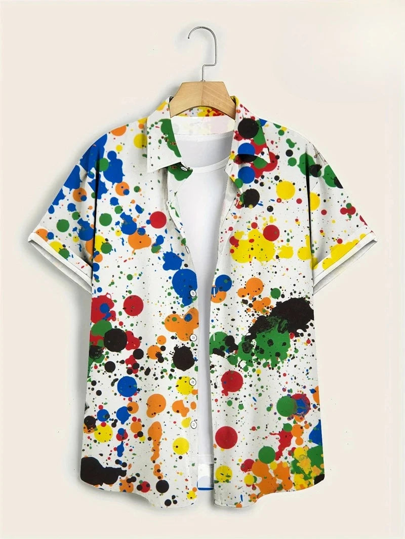 Floral Shirts Men's Hawaii Holiday Party Blouse 2025 Lapel Beach Shirt Flower Camisas Short-sleeved Womens Clothes