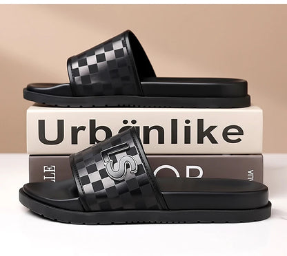 Summer Fashion Casual Flip Flops for Men New Designer Black Cow Leather Slippers Male High Quality Korean Outwear Slides Men