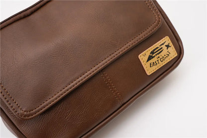 Vinatge Men's Crossbody Bag Soft PU Leather Shoulder Bag For Men Fashion Square Crossbody Messenger Bag Flap Zipper Satchels