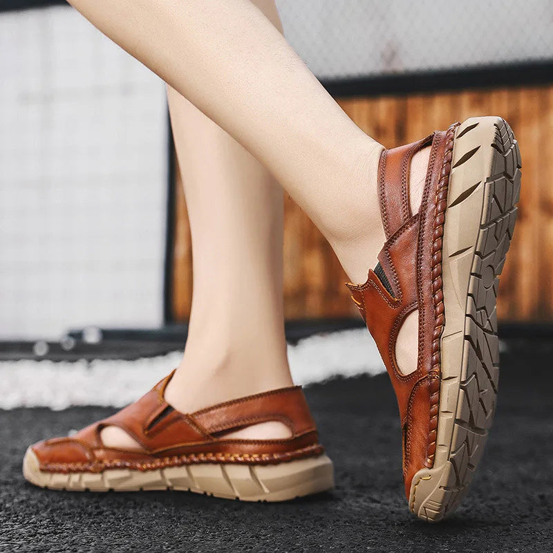 Hot-selling Summer Men's Sandals New Leather Roman Sandals Slippers Outdoor Beach Shoes Male Flip Flops Water Trekking Sandals