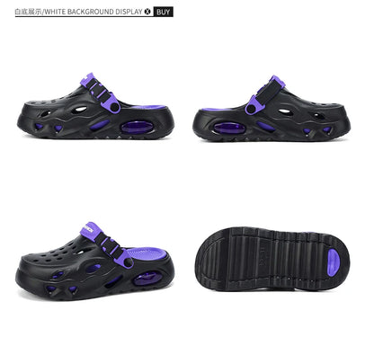 Men's Sandals Fashionable Hollow Casual Slippers Lightweight EVA Garden Shoes Thick-Soled Outdoor Walking Beach Water Shoes