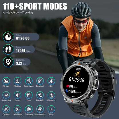 EIGIIS KE3 Bluetooth Call Smart Watch Men Full Touch Screen Health Monitor Clock With Flashlight Men SmartWatch For IOS Android