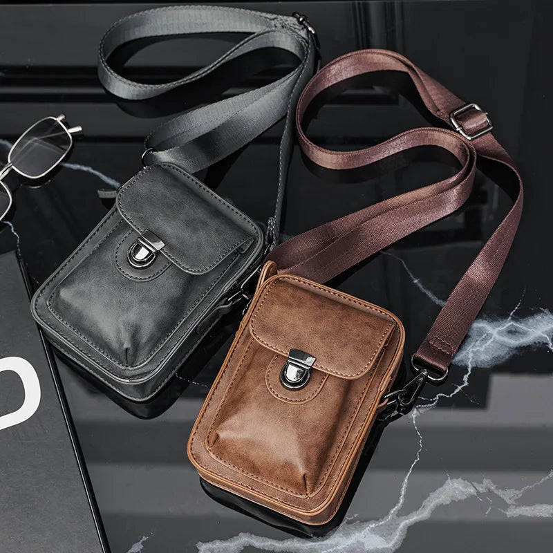 Vintage Mini Men's Crossbody Bag Fashion Shoulder Bag Men Mobile Phone Bag Casual Handbags Small Crossbody Shoulder Bag For Men