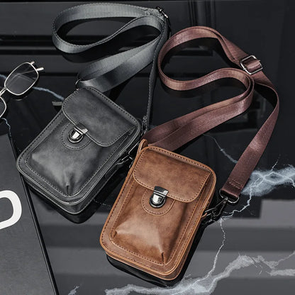 Vintage Mini Men's Crossbody Bag Fashion Shoulder Bag Men Mobile Phone Bag Casual Handbags Small Crossbody Shoulder Bag For Men