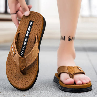 Men's flip flops summer trendy wear non-slip rubber sole sandals fashionable casual foot-clip flop comfortable beach shoes