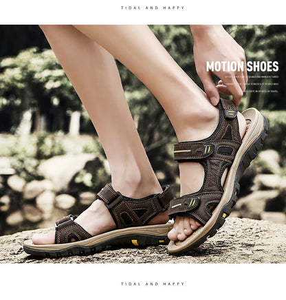 Genuine Leather Men Sandals Summer New Large Size Men Sandals Outdoor Men's Casual Shoes Fashion Sandals Slippers Big Size 38-48