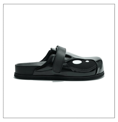 Genuine leather killer whale Boken slippers for men flat bottomed slip in outerwear Muller shoes for summer ventilationo