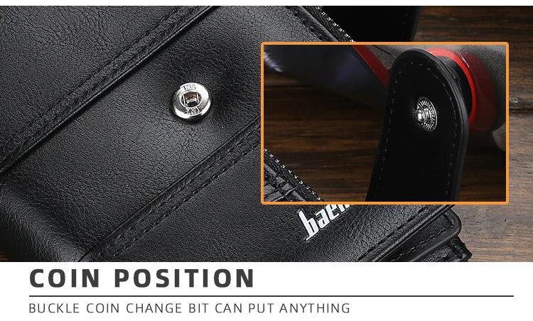 New  Men Wallets Fashion Short Desigh Zipper Card Holder Men Leather Purse Solid Coin Pocket High Quality Male Purse