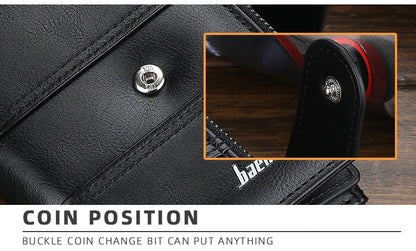 New  Men Wallets Fashion Short Desigh Zipper Card Holder Men Leather Purse Solid Coin Pocket High Quality Male Purse