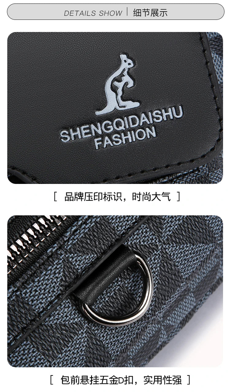 Business Men's Clutch Bags High Quality PU Leather Man's Small Shoulder Bag Multi-Functional Men Handbag Bag With Waist Strap