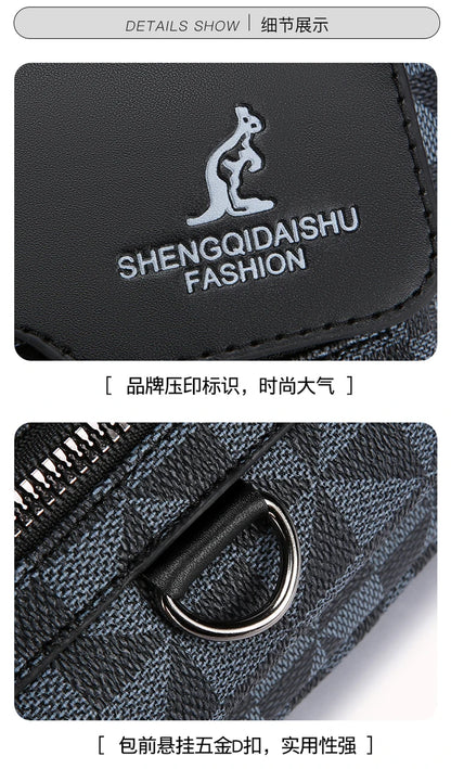 Business Men's Clutch Bags High Quality PU Leather Man's Small Shoulder Bag Multi-Functional Men Handbag Bag With Waist Strap