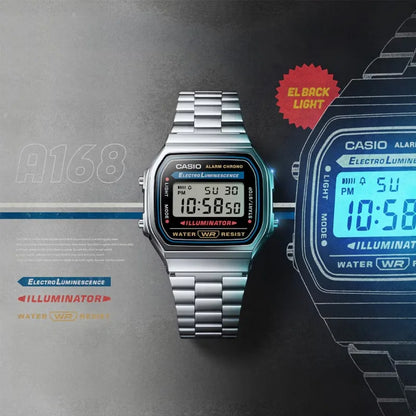 Casio A168WA-1W Retro Light Luxury Classic LED Digital Waterproof Men's Small Square Watch Quartz Movement Multifunctional Watch