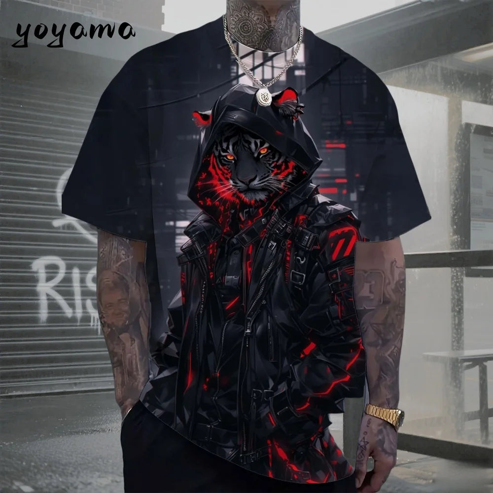 Men's T-Shirts Hip Hop Bear Pattern 3D Print Men's Clothing Summer New Streetwear Oversized Unisex T-Shirt Harajuku Men Clothes