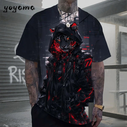 Men's T-Shirts Hip Hop Bear Pattern 3D Print Men's Clothing Summer New Streetwear Oversized Unisex T-Shirt Harajuku Men Clothes