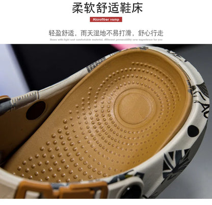 Men's Sports Sandals Summer Eva Light Soft Comfortable Men's Beach Sandals Fashion Platform Buckle Slip-on Graffiti Slippers
