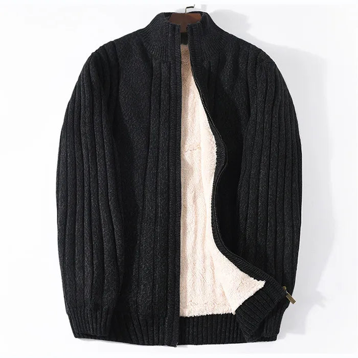 Plus Size M-6XL 7XL Winter Sweater Male Lamb Cashmere Knitted Black Cotton Polyester Thicken Warm Cardigan Men 2021 Clothing