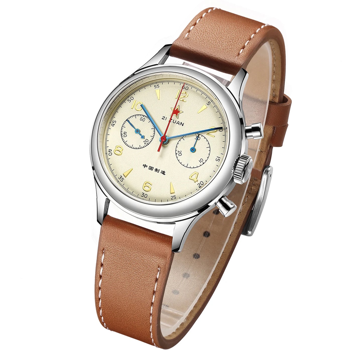 Red Star Retro 1963 Chronograph ST1901 Hand Winding Movement Air Force Pilots Aviation Sapphire Men Mechanical Watch Waterproof