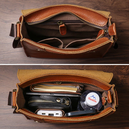 NUKA Men's Genuine Leather Shoulder Bag Retro Flap Crossbody Bags Casual Trend Satchel High Quality Luxury Cowhide Messenger Bag