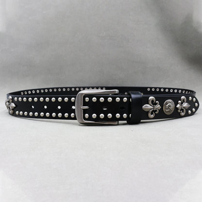 Metal Rivet Belt Luxury Designers Men Rivet Punk Belt Cow Genuine Leather Cintos Masculinos Male Women Rock Hip Hop Strap Waist