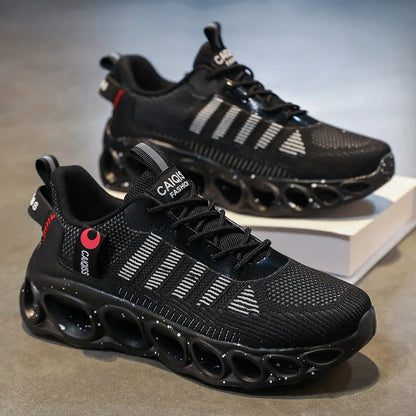 Men's Casual, Fashionable and Comfortable Shock-Absorbing Blade Shoes, Breathable Lace-Up Non-Slip Shoes, Suitable for Jogging, Daily Wear, Gym