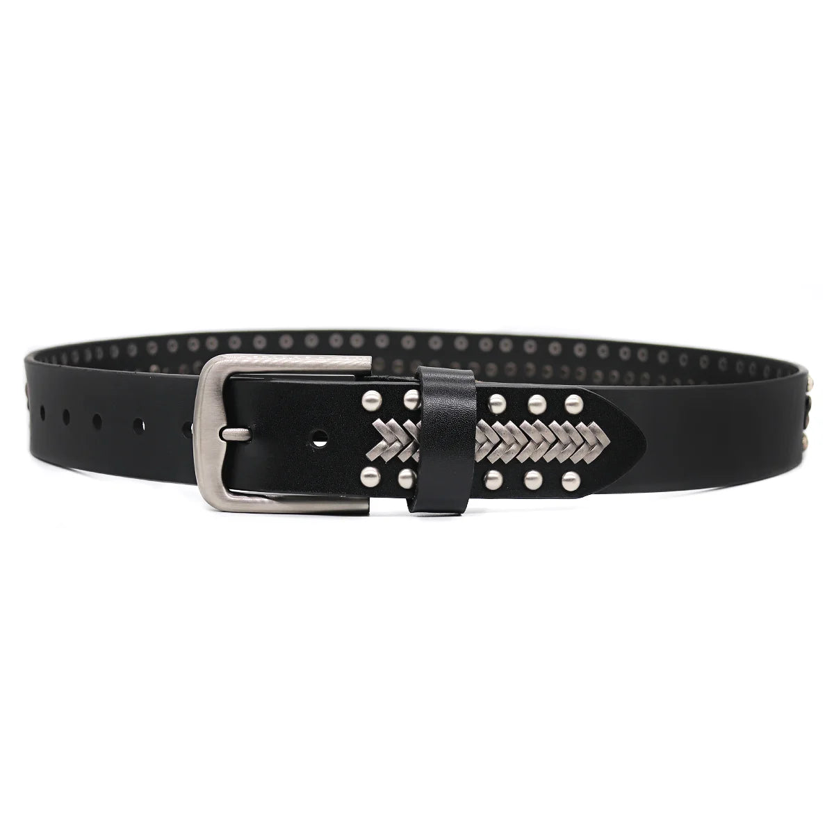 Men Belt Punk Rivet Jeans Belts For WOMEN  NEW Metal Rivet Cowboy Belt Genuine Leather Cowskin