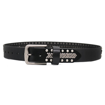 Men Belt Punk Rivet Jeans Belts For WOMEN  NEW Metal Rivet Cowboy Belt Genuine Leather Cowskin
