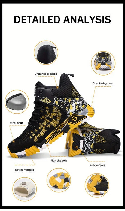 High Top Safety Shoes Men Anti Smashing Anti Puncture Work Shoes Men Work Safety Boots Men's Fashion Security Protective Boots