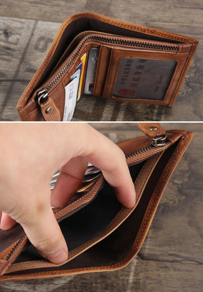 Fashion Vintage Genuine leather Wallet Men short Bifold Money Clips Leather male wallet Purse Coin Bag money Holder WC-007